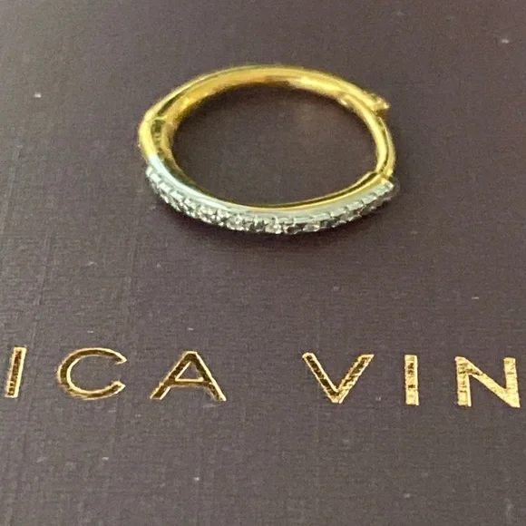 Monica Vinader NWOT Riva Mini Diamond Huggie Hoop Earrings - Picture 2 of 5